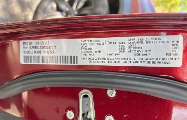 Photo 10 from auction – 2021 RAM 1500 CLASS with VIN 1C6RR7LT8MS517074