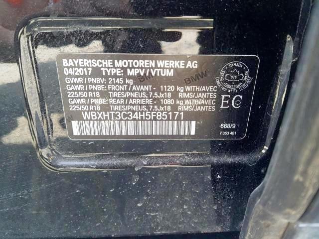 Photo 9 from auction – 2017 BMW X1 XDRIVE2 with VIN WBXHT3C34H5F85171