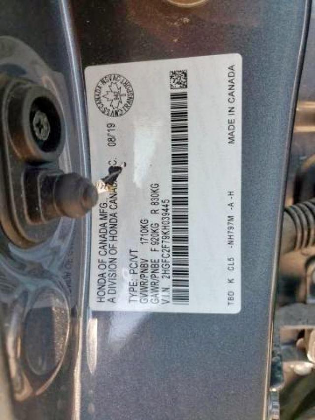 Photo 9 from auction – 2019 HONDA CIVIC EX with VIN 2HGFC2F79KH039445