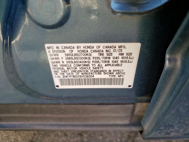 Photo 10 from auction – 2005 HONDA PILOT EXL with VIN 2HKYF185X5H539324