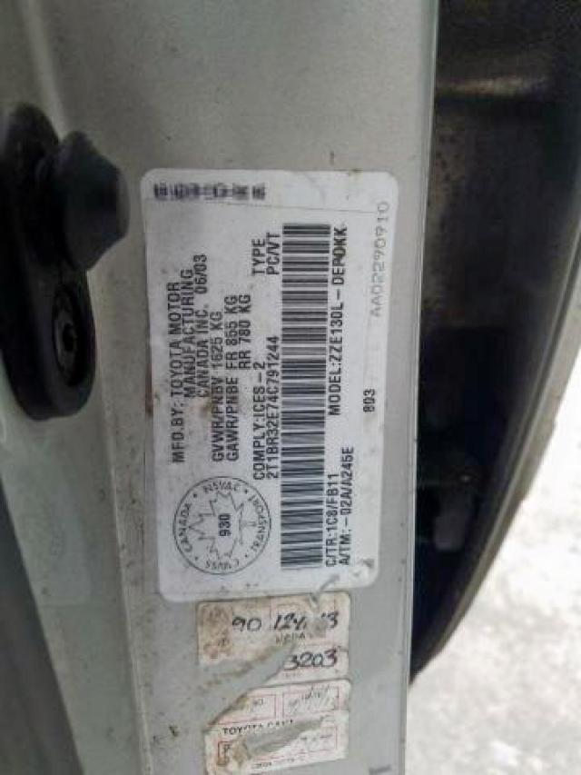 Photo 9 from auction – 2004 TOYOTA COROLLA CE with VIN 2T1BR32E74C791244