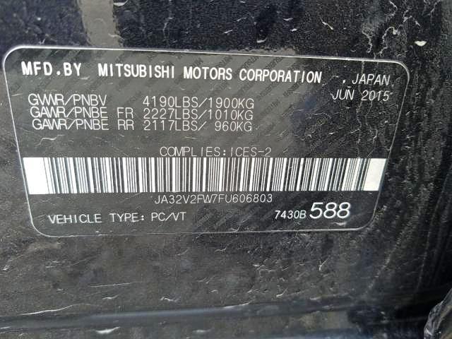 Photo 10 from auction – 2015 MITSUBISHI LANCER SE with VIN JA32V2FW7FU606803