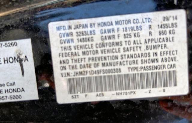 Photo 10 from auction – 2015 HONDA CR-Z with VIN JHMZF1D49FS000308