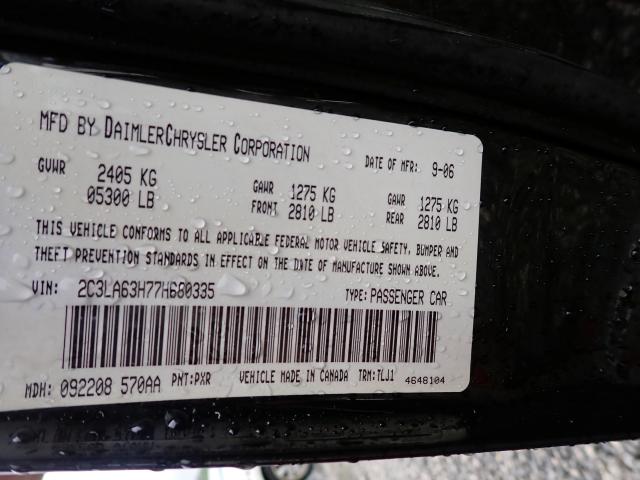 Photo 10 from auction – 2007 CHRYSLER 300C with VIN 2C3LA63H77H660335
