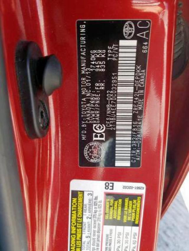 Photo 9 from auction – 2013 TOYOTA COROLLA BA with VIN 2T1BU4EE7DC032951