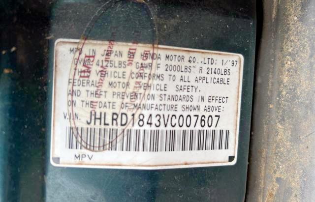 Photo 10 from auction – 1997 HONDA CR-V LX with VIN JHLRD1843VC007607