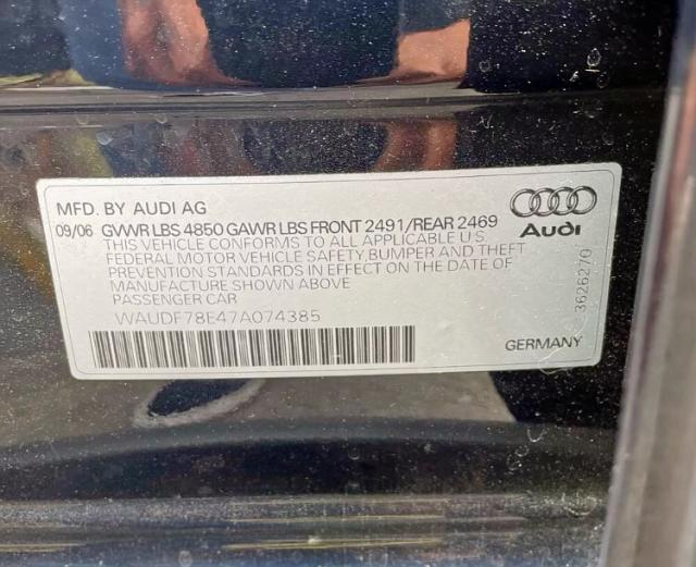 Photo 10 from auction – 2007 AUDI A4 2.0T QU with VIN WAUDF78E47A074385