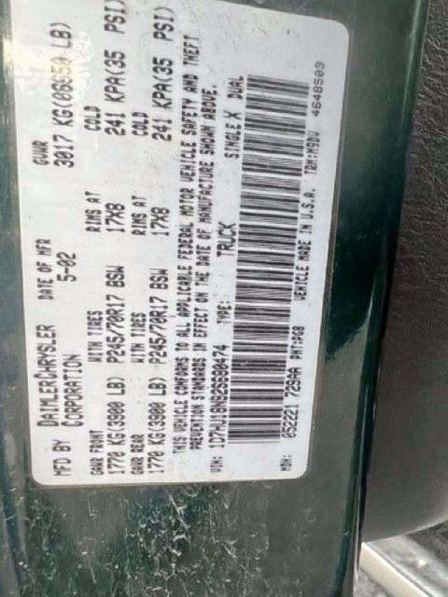 Photo 10 from auction – 2002 DODGE RAM 1500 with VIN 1D7HU18N92S680474