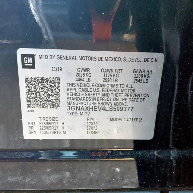 Photo 10 from auction – 2020 CHEVROLET EQUINOX LS with VIN 3GNAXHEV4LS599377