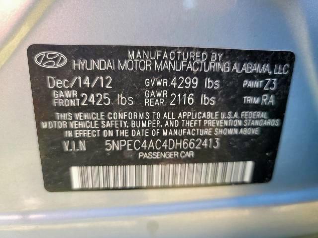 Photo 10 from auction – 2013 HYUNDAI SONATA SE with VIN 5NPEC4AC4DH662413