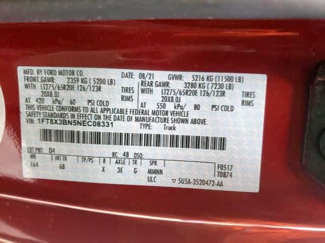 Photo 10 from auction – 2022 FORD F350 SUPER with VIN 1FT8X3BN5NEC08331