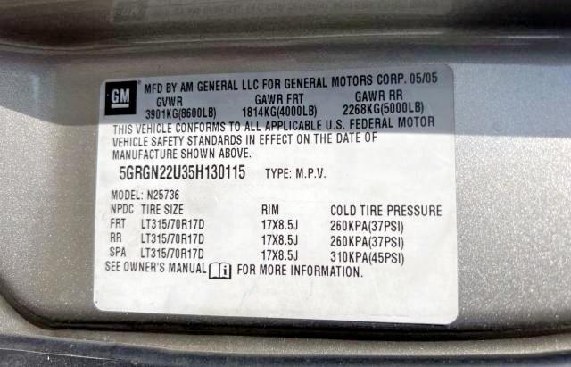 Photo 10 from auction – 2005 HUMMER H2 SUT with VIN 5GRGN22U35H130115