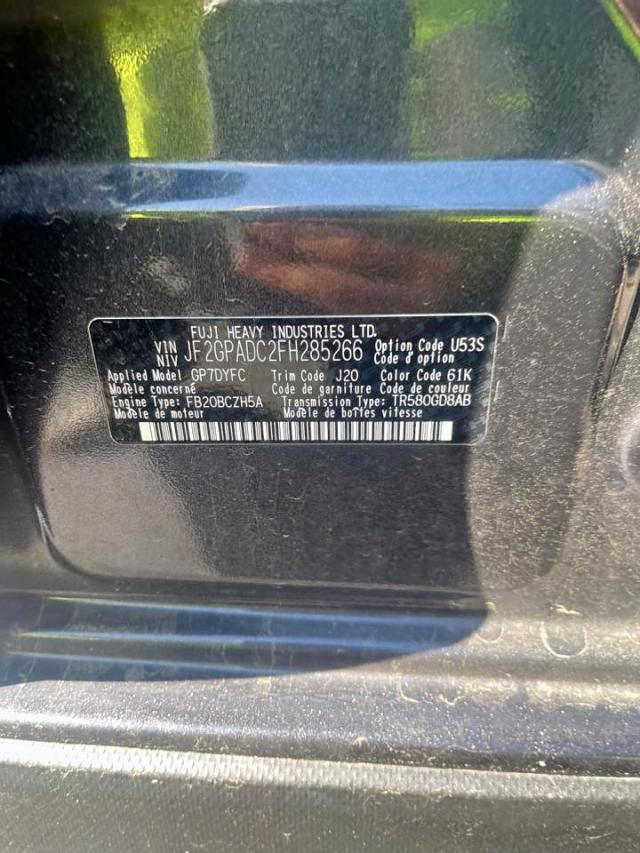 Photo 10 from auction – 2015 SUBARU XV CROSSTR with VIN JF2GPADC2FH285266