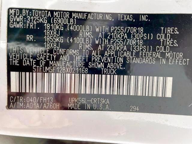 Photo 10 from auction – 2011 TOYOTA TUNDRA DOU with VIN 5TFUM5F12BX021168
