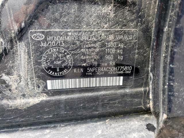 Photo 9 from auction – 2013 HYUNDAI SONATA GLS with VIN 5NPEB4AC5DH775810