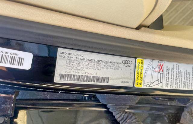 Photo 10 from auction – 2008 AUDI A4 2.0T CA with VIN WAUAF48H28K016783
