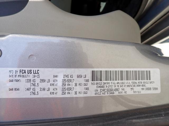 Photo 10 from auction – 2016 CHRYSLER TOWN & COU with VIN 2C4RC1BG3GR148867