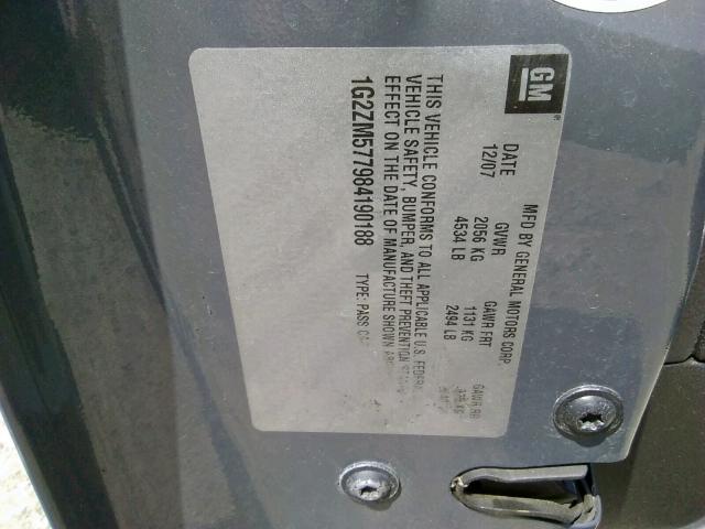 Photo 10 from auction – 2008 PONTIAC G6 GXP with VIN 1G2ZM577984190188
