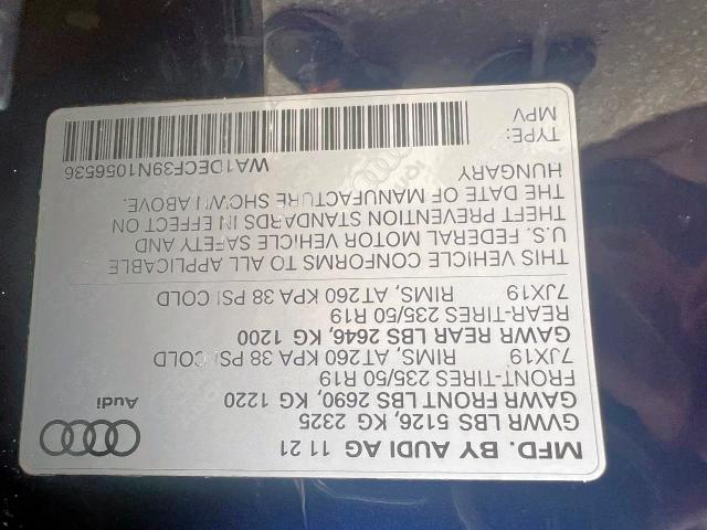Photo 10 from auction – 2022 AUDI Q3 PREMIUM with VIN WA1DECF39N1056536