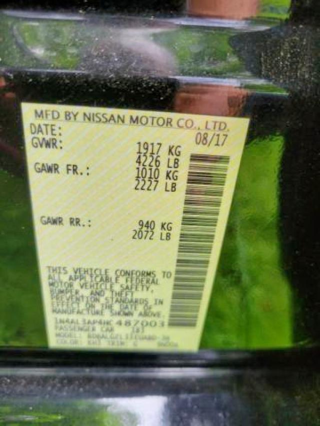 Photo 10 from auction – 2017 NISSAN ALTIMA 2.5 with VIN 1N4AL3AP4HC487003