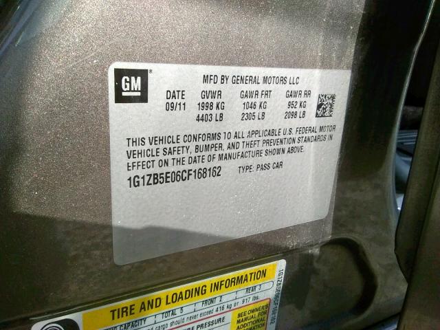 Photo 10 from auction – 2012 CHEVROLET MALIBU LS with VIN 1G1ZB5E06CF168162