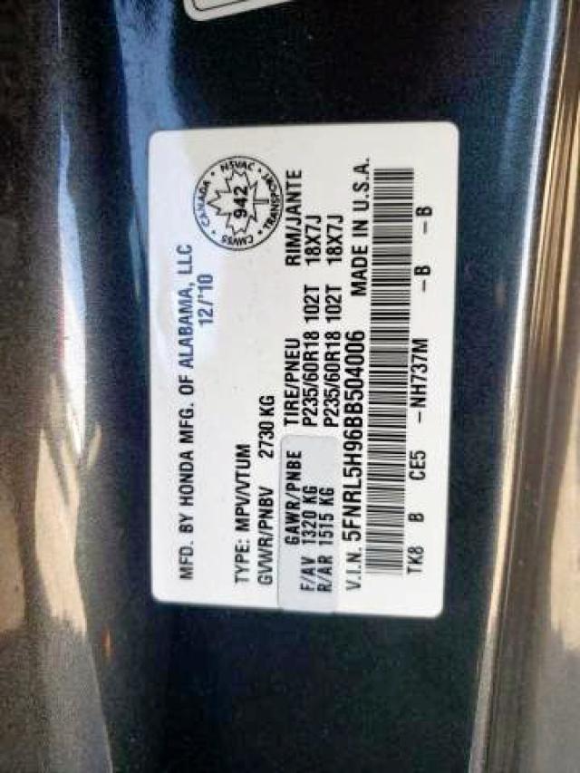 Photo 9 from auction – 2011 HONDA ODYSSEY TO with VIN 5FNRL5H96BB504006