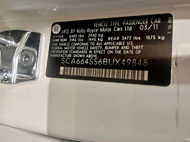 Photo 10 from auction – 2011 ROLLS-ROYCE GHOST with VIN SCA664S56BUX49848