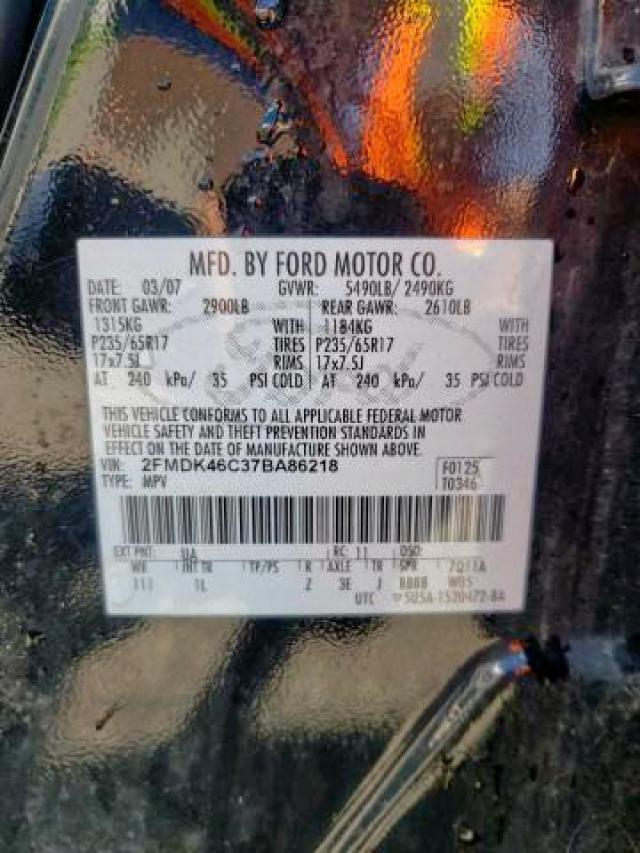 Photo 9 from auction – 2007 FORD EDGE SE with VIN 2FMDK46C37BA86218