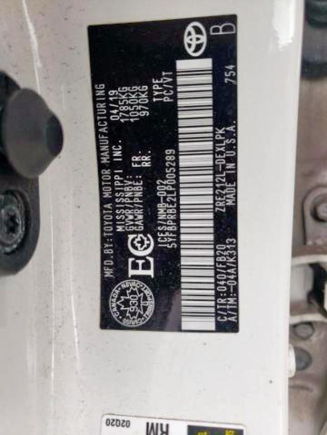 Photo 9 from auction – 2020 TOYOTA COROLLA LE with VIN 5YFBPRBE2LP005289