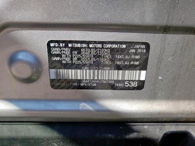 Photo 9 from auction – 2018 MITSUBISHI ECLIPSE CR with VIN JA4AT3AA8JZ607369