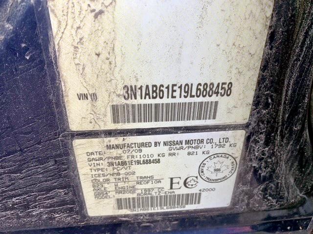 Photo 10 from auction – 2009 NISSAN SENTRA 2.0 with VIN 3N1AB61E19L688458