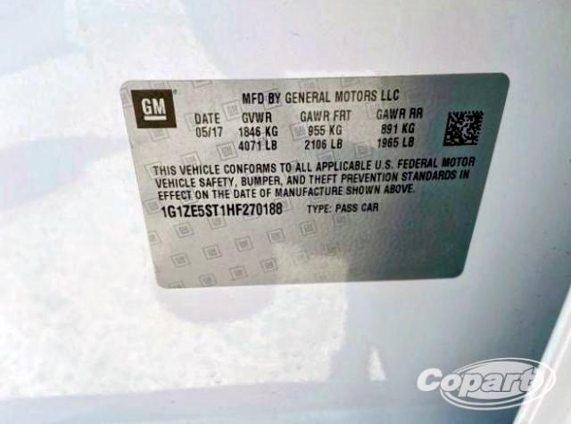 Photo 10 from auction – 2017 CHEVROLET MALIBU LT with VIN 1G1ZE5ST1HF270188