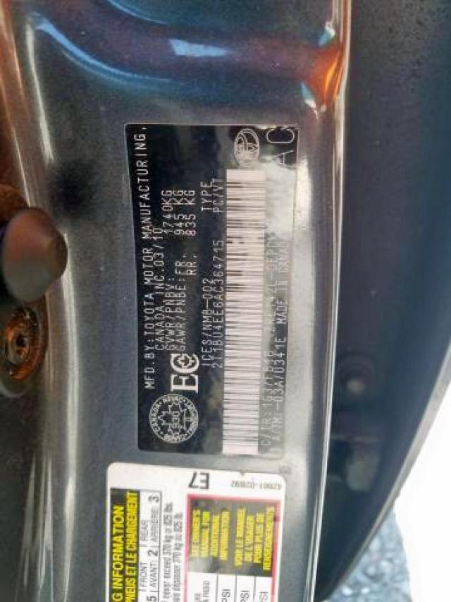 Photo 9 from auction – 2010 TOYOTA COROLLA BA with VIN 2T1BU4EE6AC364715