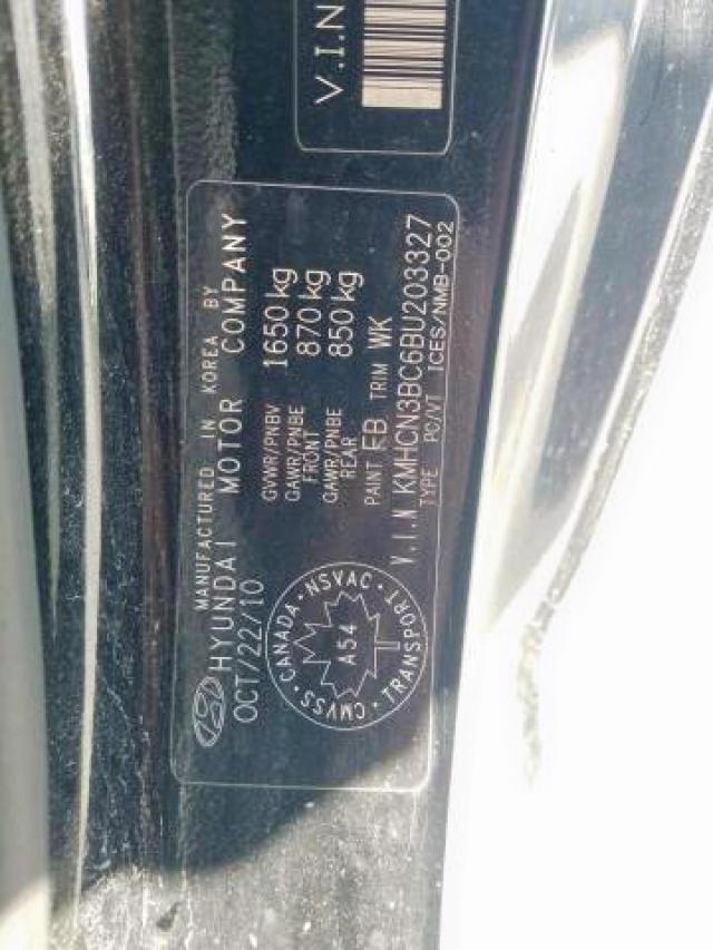 Photo 9 from auction – 2011 HYUNDAI ACCENT SE with VIN KMHCN3BC6BU203327