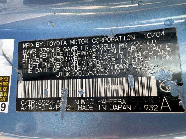 Photo 10 from auction – 2005 TOYOTA PRIUS with VIN JTDKB20U553003189