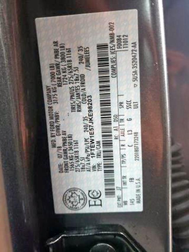 Photo 9 from auction – 2018 FORD F150 SUPER with VIN 1FTEW1E57JKE98203