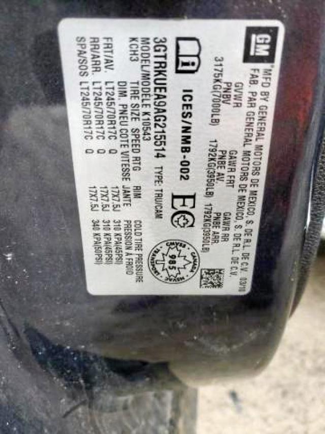 Photo 9 from auction – 2010 GMC SIERRA K15 with VIN 3GTRKUEA9AG215514