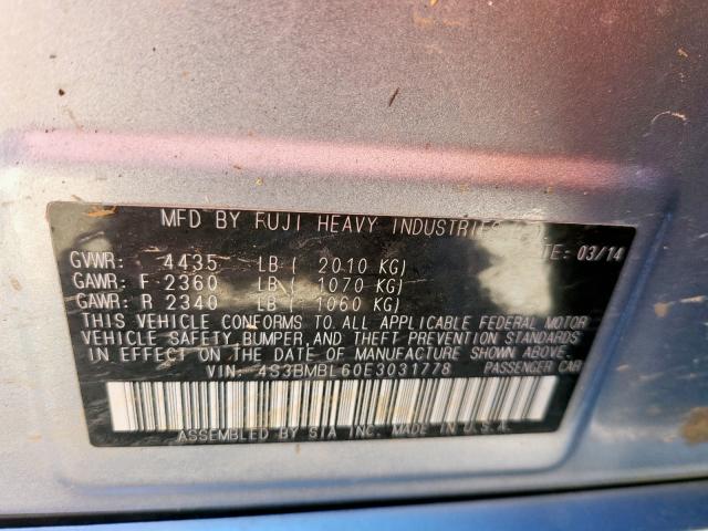 Photo 10 from auction – 2014 SUBARU LEGACY 2.5 with VIN 4S3BMBL60E3031778