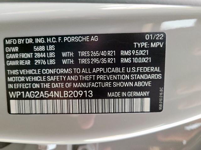 Photo 10 from auction – 2022 PORSCHE MACAN S with VIN WP1AG2A54NLB20913