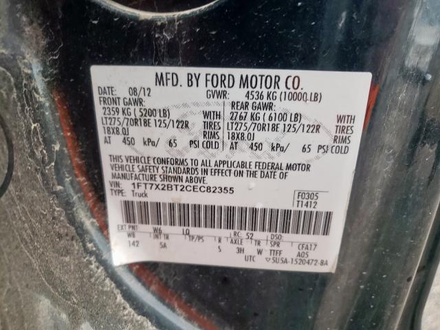 Photo 10 from auction – 2012 FORD F250 SUPER with VIN 1FT7X2BT2CEC82355