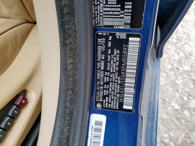 Photo 10 from auction – 2003 BMW 325 XI with VIN WBAEU33483PM55892