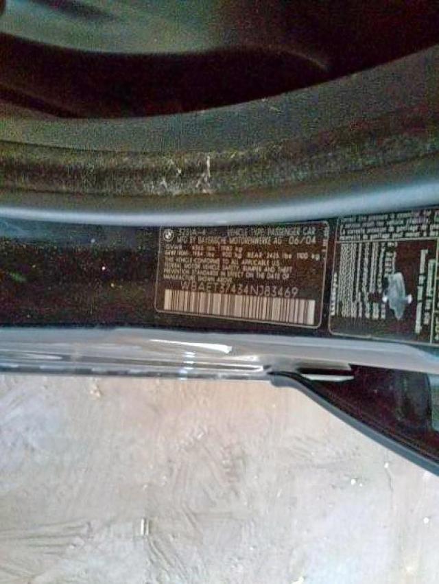 Photo 10 from auction – 2004 BMW 325 I with VIN WBAET37434NJ83469