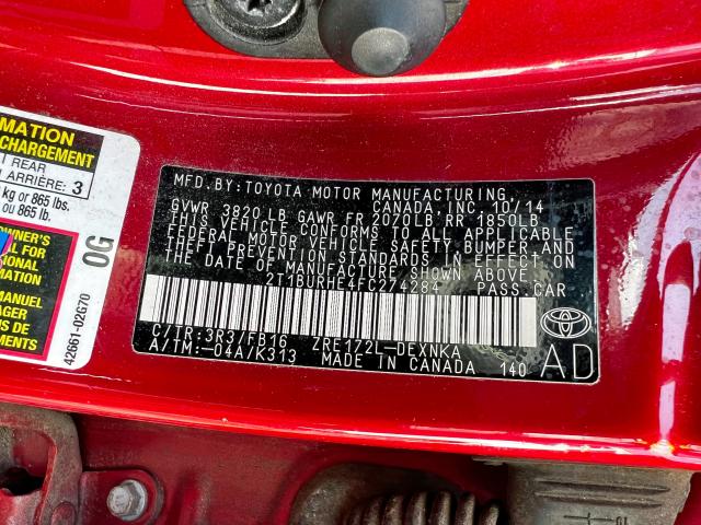Photo 10 from auction – 2015 TOYOTA COROLLA L with VIN 2T1BURHE4FC274284