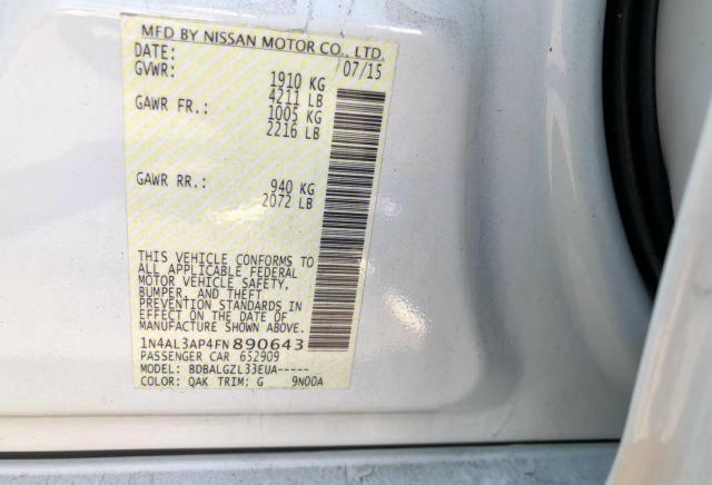 Photo 10 from auction – 2015 NISSAN ALTIMA 2.5 with VIN 1N4AL3AP4FN890643