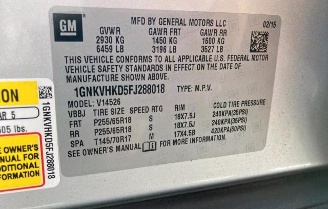 Photo 10 from auction – 2015 CHEVROLET TRAVERSE L with VIN 1GNKVHKD5FJ288018