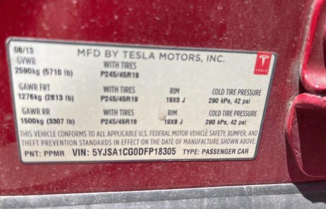 Photo 10 from auction – 2013 TESLA MODEL S with VIN 5YJSA1CG0DFP18305