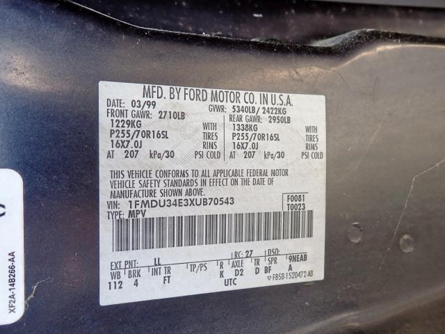 Photo 10 from auction – 1999 FORD EXPLORER with VIN 1FMDU34E3XUB70543