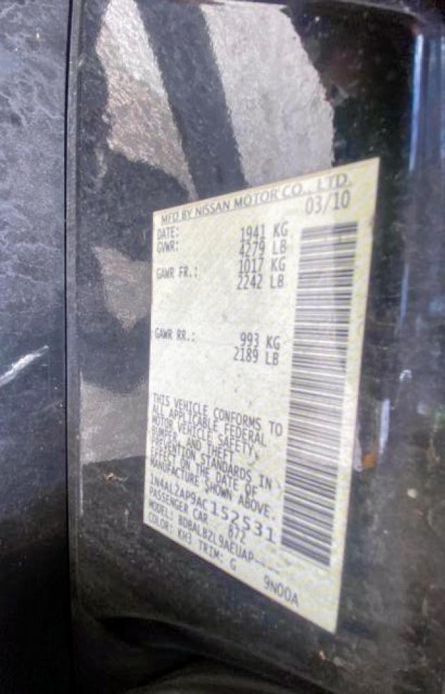 Photo 10 from auction – 2010 NISSAN ALTIMA BAS with VIN 1N4AL2AP9AC152531