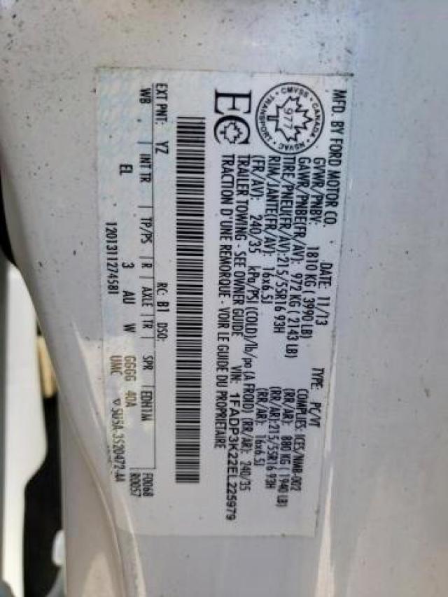 Photo 9 from auction – 2014 FORD FOCUS SE with VIN 1FADP3K22EL225979