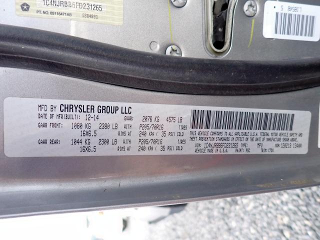 Photo 10 from auction – 2015 JEEP PATRIOT SP with VIN 1C4NJRBB6FD231265